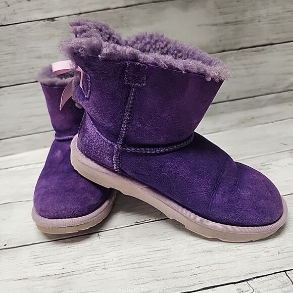 UGG Boot Kids MINI BAILEY BOW II Violet Bloom Size 3 Purple - Picture 3 of 11